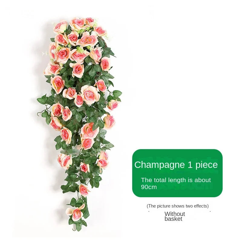 Silk Rose Hanging Vine - Faux Flower Garland for Home Décor