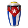 A drum-style can holder with a silver top and a patriotic design featuring red, white, and blue stripes and a star.