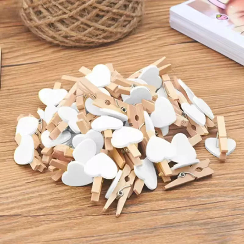 Heart-Shaped Wooden Clothespins for Photos, Cards & Decor (50-Pack)