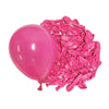 A cluster of vibrant pink latex balloons is shown next to a single large pink balloon.
