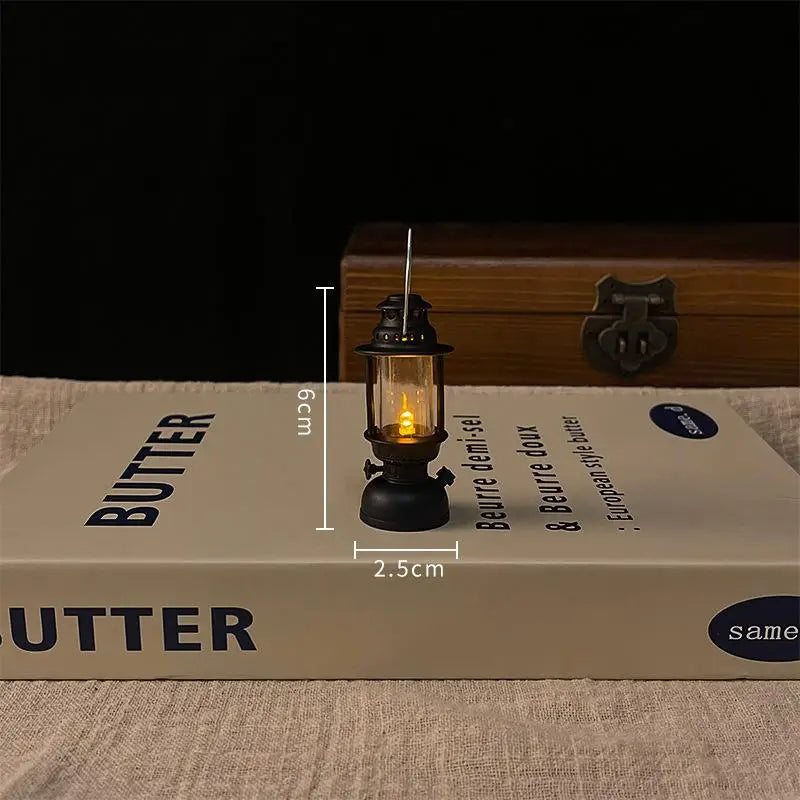 Vintage LED Glowing Lantern for Dollhouse & Night Light Decor