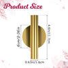 A vertical gold metal vase or cylinder shown with its dimensions for a minimalist wall-mounted design.