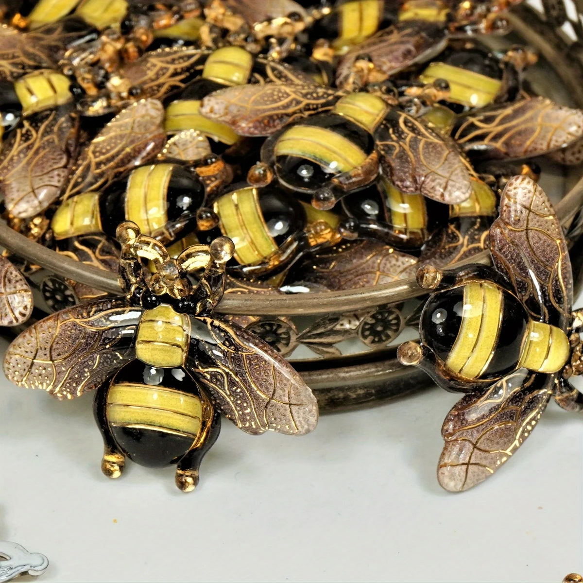 Lifelike Resin Bee Charms for Jewelry Making & DIY Crafts