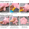 Instructions for inflating and deflating a pink balloon arch kit using various methods.