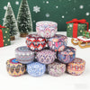 A stack of colorful aromatherapy soy wax candles with intricate patterns on a white surface.