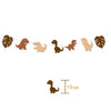 A banner decoration kit featuring various dinosaur figures for a birthday party.