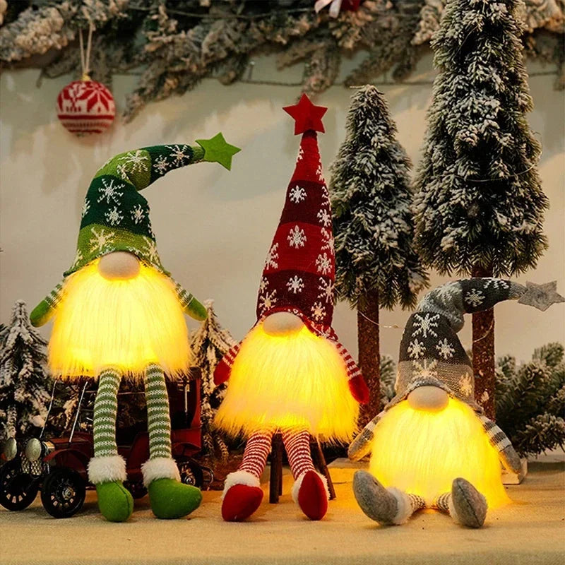 LED Gnome Christmas Ornaments – Soft Plush Hanging Decor