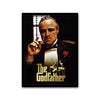 A dramatic black and white canvas wall art featuring a close-up portrait of Marlon Brando as The Godfather