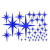 Blue acrylic star mirror wall stickers arranged in a decorative pattern.
