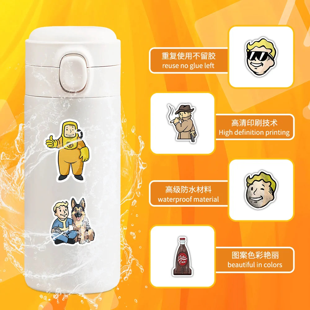 A white plastic case featuring various graffiti art stickers on the side.