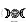 Black metal wall art featuring a pentagram design with moon phases, labeled as above and below.