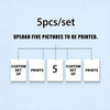 A set of five custom prints for photo wall art, with instructions to upload five pictures to be printed.