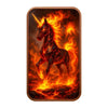 A fantasy art bar featuring a fierce, fiery orange and red horse design set in a molten background.