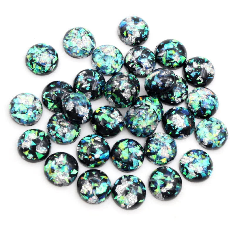 Mixed Color Resin Cabochons with Metal Foil Backing for Jewelry Making