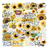 Buntes Collage aus Text und Sonnenblumen-Designs mit positiven Affirmationen wie 'Do Good' und 'You Are Sunshine.