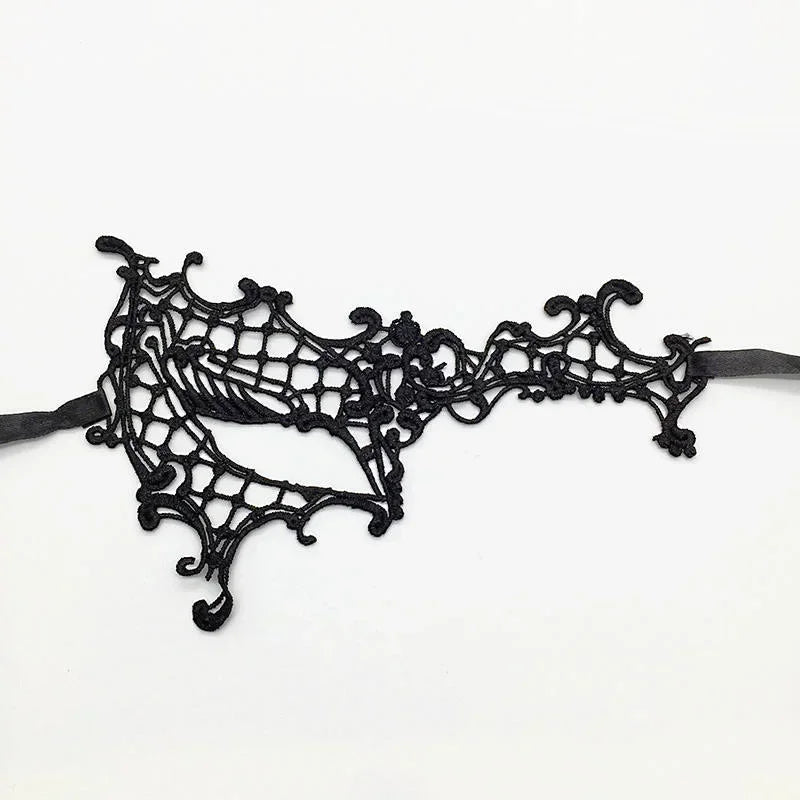 Elegant black lace half face mask for masquerade and costume parties