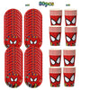A set of 80 red plates and cups featuring Spider-Man designs for a party