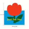 A vibrant red flower illustration on a blue background with the text Just For You.
