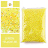Bag of lemon yellow glitter resin with gold rhinestones