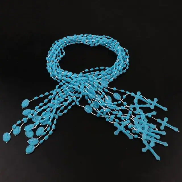 Assorted Plastic Rosary Necklaces (Set of 12)