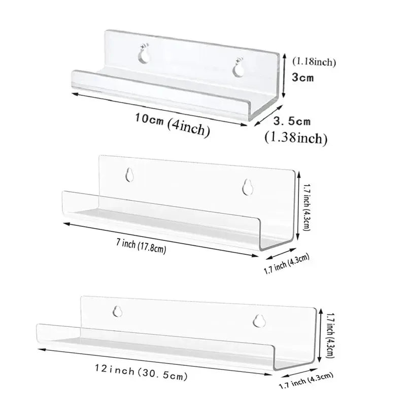 Clear acrylic vinyl record display shelf in various lengths and thicknesses.