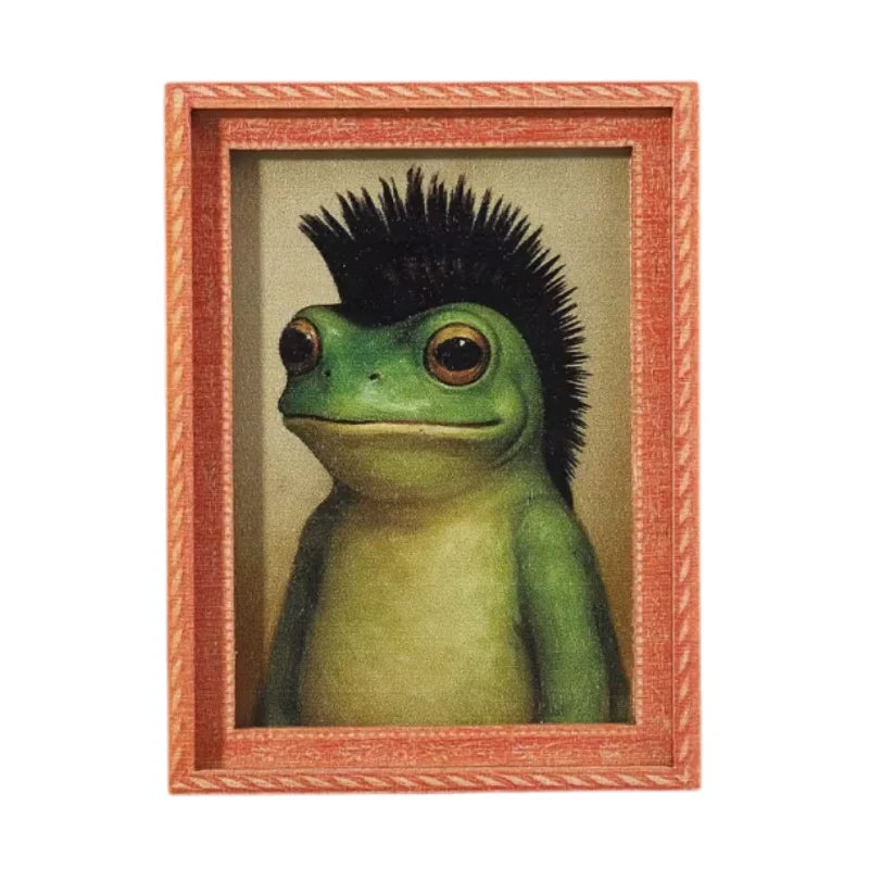 Whimsical Frog Wooden Fridge Magnets with Retro Charm