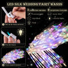 LED silk wedding fairy wands with multiple lighting modes and colors creating magical light effects