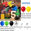 A kit for a balloon garland arch featuring various colored balloons and star foil accents.