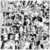 A collage of various anime characters and illustrations suitable for decals or scrapbooking.