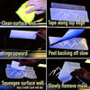 Demonstration of applying and removing a vinyl decal mask on a car window.