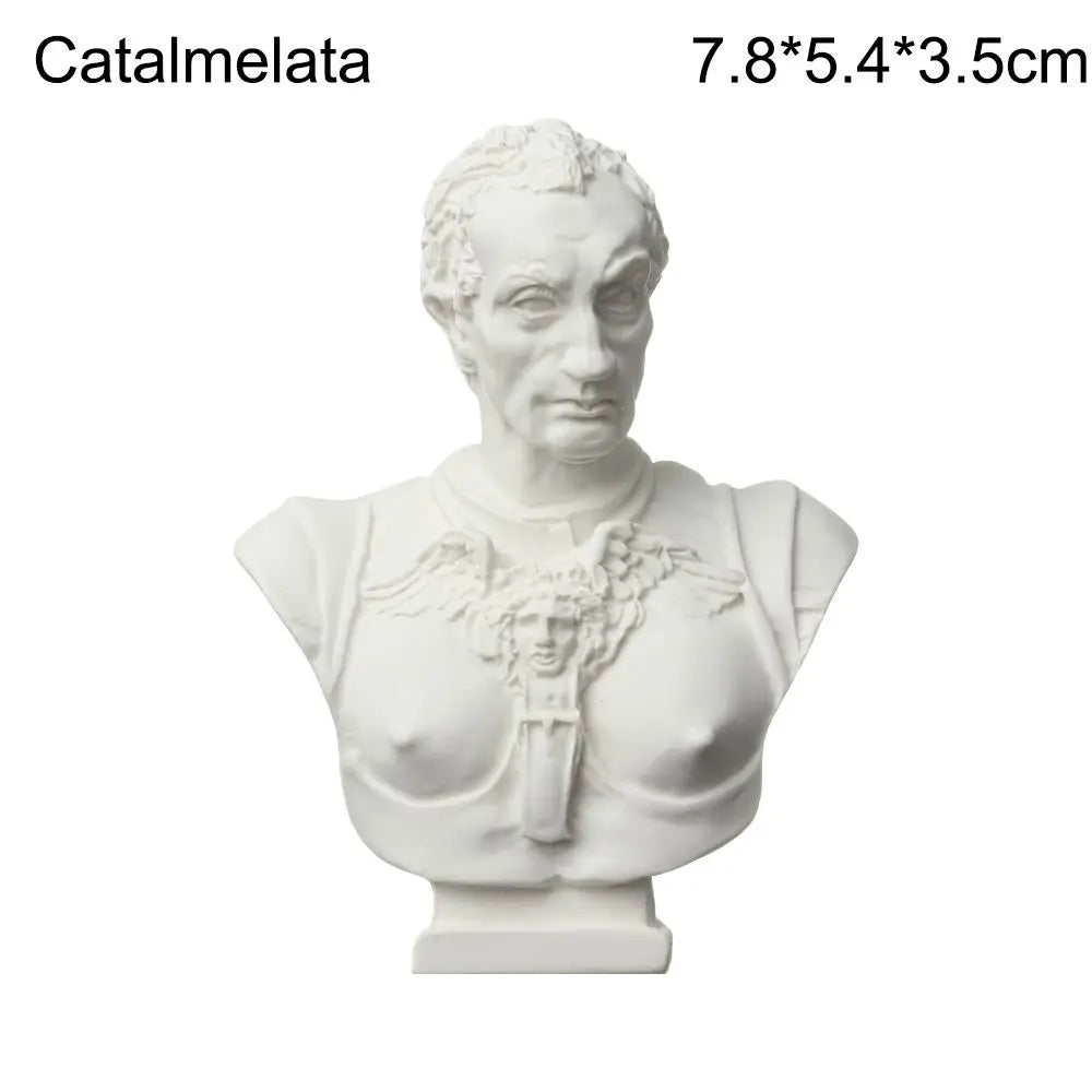 White plaster bust miniature of a classical Greek goddess with wings