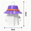 A purple camping ghost night light featuring a glowing face and an orange brim.