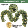 An upgraded 1.8m garland with lights made of cedar branches, shown in a curved shape.