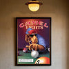 A vintage retro poster featuring a cartoon camel holding cigarettes.
