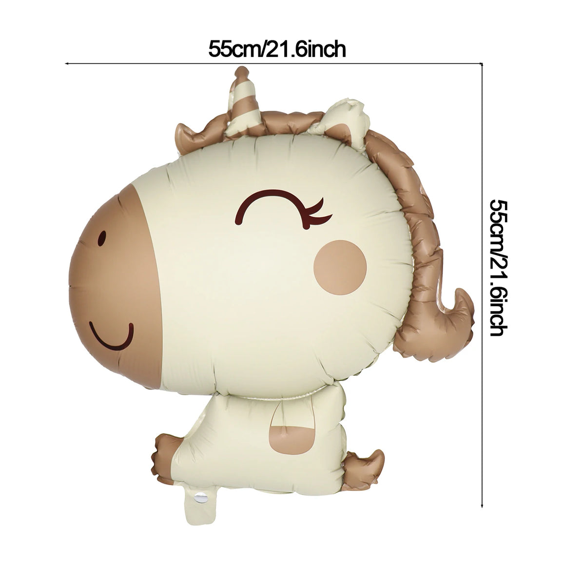 A beige foil balloon shaped like a bear with brown ears and a smiling face.
