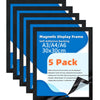 A stack of five magnetic display frames in black and blue for posters and certificates