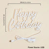 White LED neon sign with the words Happy Birthday cut out in a decorative font