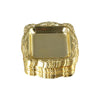 A set of ten gold-toned mirror-finish mini trays for jewelry, snacks, and decor.