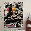 Monochromer Manga-Collage-Wandteppich mit Bleach-Charakteren in dynamischen Posen