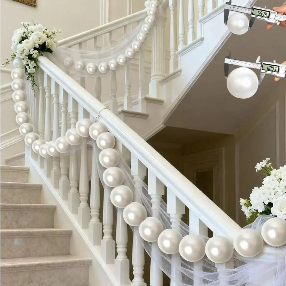 Elegant Pearl Bead Garland with Crystal Pendant for Wedding Backdrops