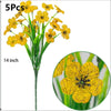 A bouquet of 5 artificial yellow violet flowers, 14 inches long.