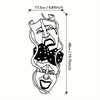 Black line drawing of two abstract faces, one above the other, on a white background.
