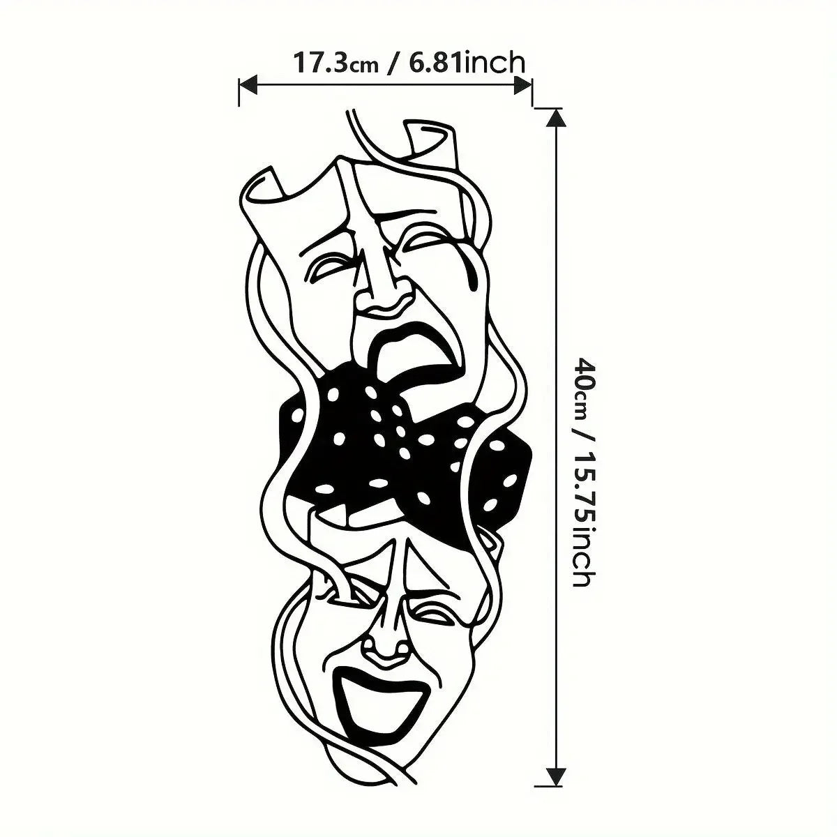 Black line drawing of two abstract faces, one above the other, on a white background.