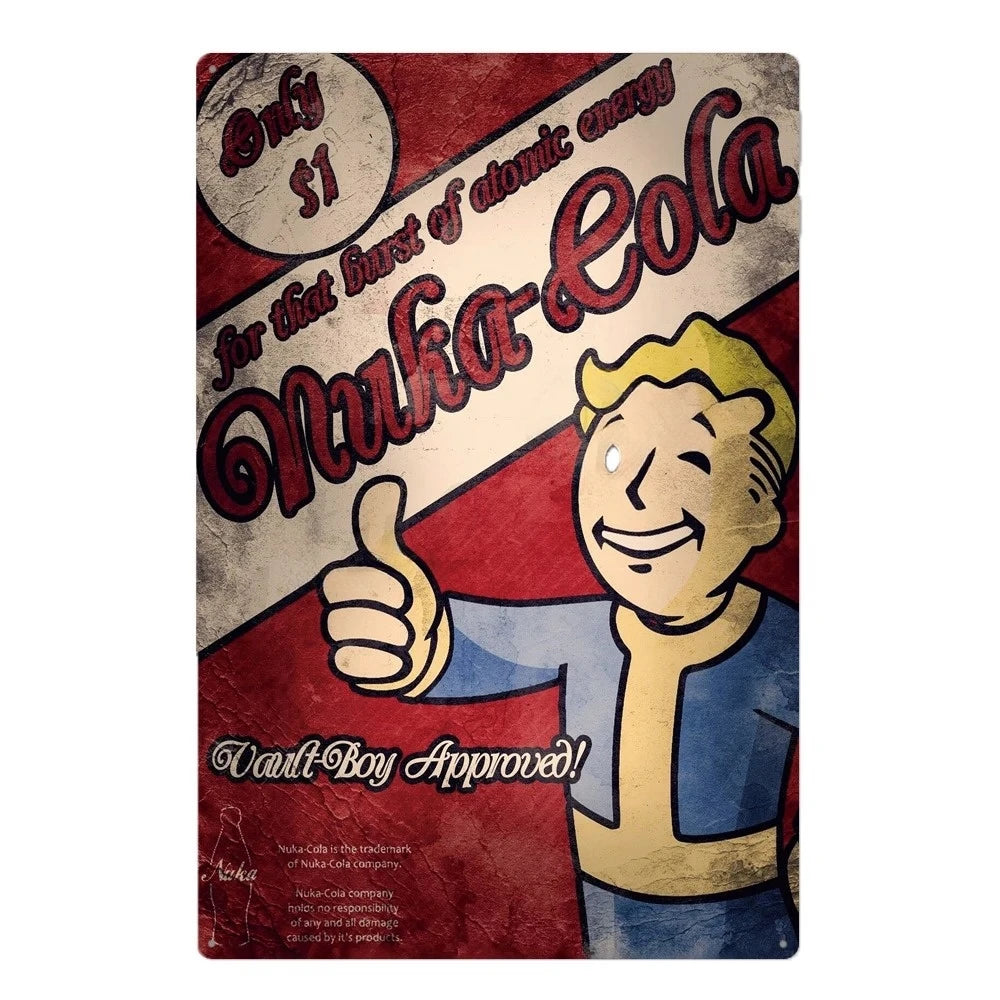 Vintage rusty cola metal wall sign featuring a smiling cartoon character giving a thumbs up