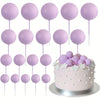 A set of twenty purple mini foam ball cake toppers on thin sticks for DIY party decor