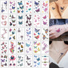 A collection of 30 waterproof temporary body art stickers featuring various colorful butterfly and floral designs.