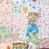 A collage of vintage floral papers, including roses and blue flowers, used for junk journals and scrapbooking.