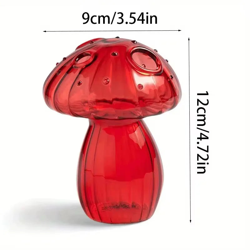 Mushroom-Shaped Glass Hydroponic Vase with Colorful Finish