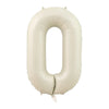 A beige foil number balloon shaped like the digit zero.
