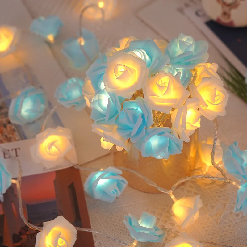 LED Rose Flower String Lights - 3M, 20 Lights, Multi-Color